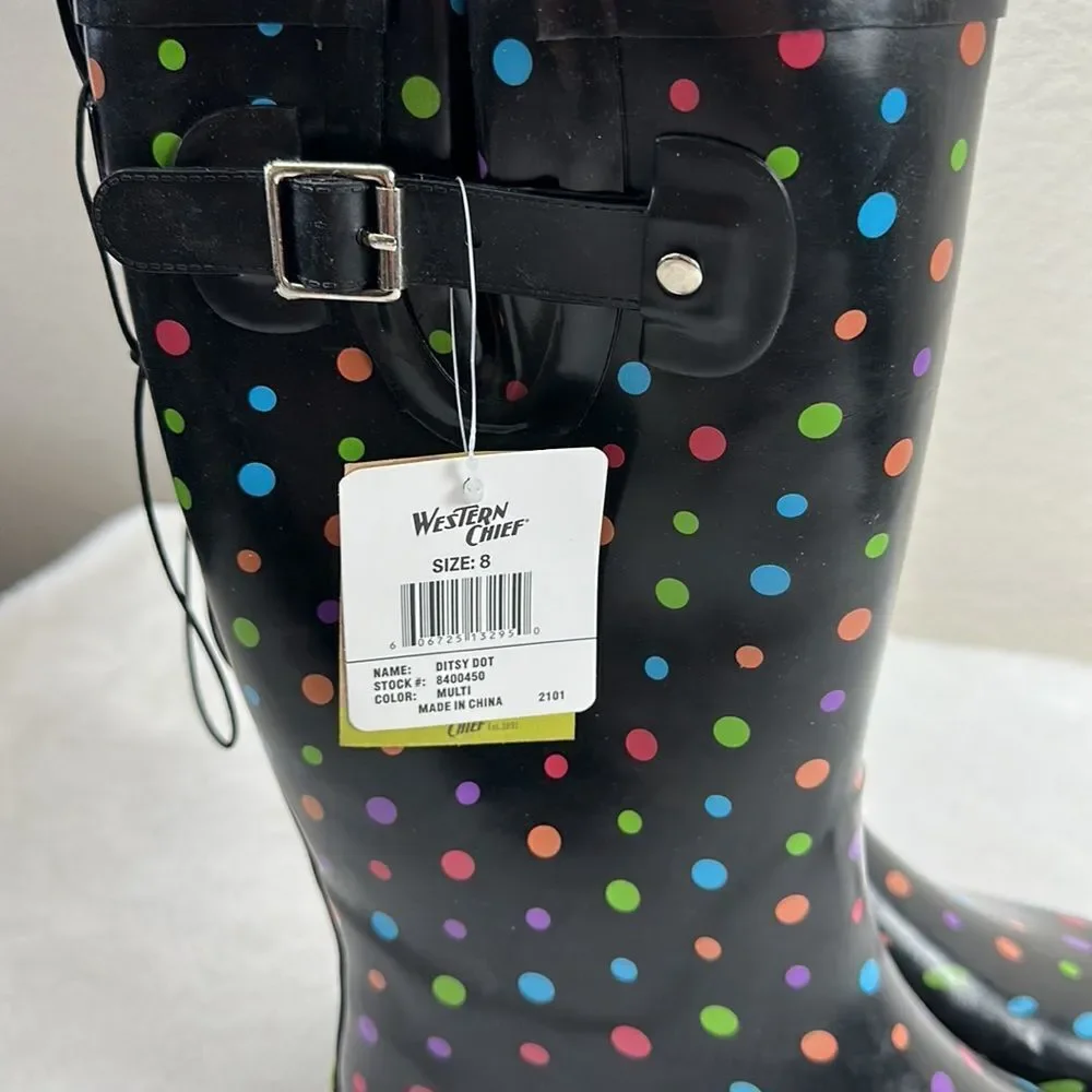 Western Chief Womens‎ Simple Dot Navy Rain boots